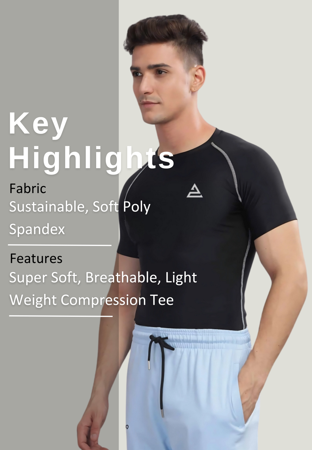 STRIVIO Black Gym Compression Tee