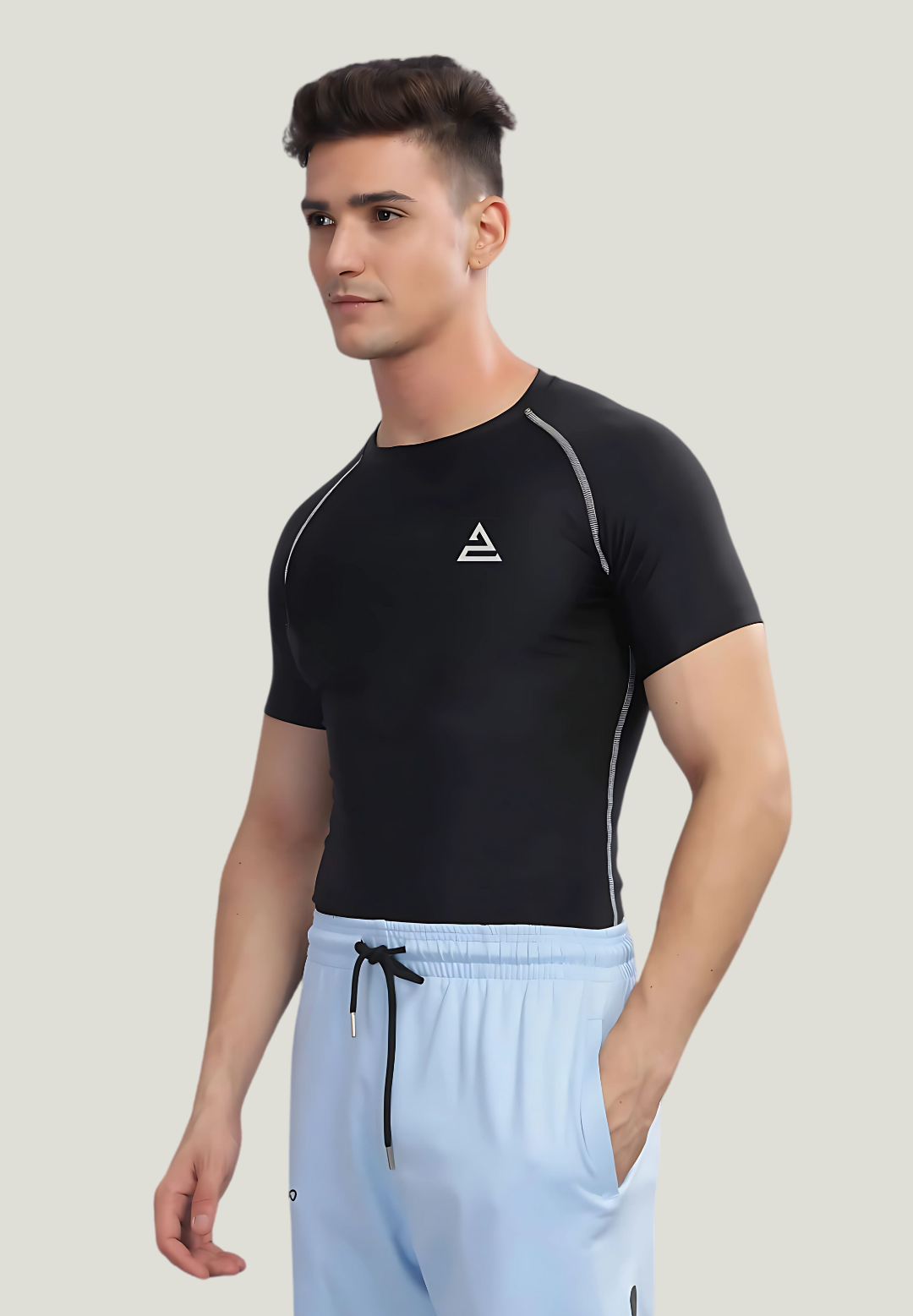STRIVIO Black Gym Compression Tee