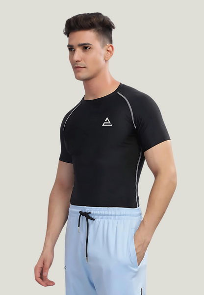 STRIVIO Black Gym Compression Tee